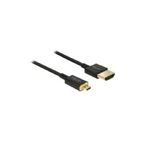 Delock Slim Premium - HDMI-Kabel mit Ethernet - Mikro-HDMI-Stecker auf HDMI-Stecker - 2 m - dreifach geschirmt - schwarz - 4K-Unterstützung