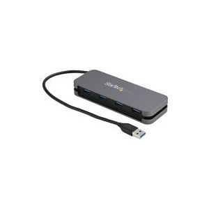 StarTech.com 4 Port USB 3.0 Hub - USB-A auf 4x USB-A - SuperSpeed USB 3.2 Gen 1 (5 Gbit/s) Type-A Verteiler - USB Bus Powered - Laptop/Desktop USB Hub mit langem 28cm Kabel & Kabelmanagement, USB 3.2 Gen 1 (3.1 Gen 1) Type-A, USB 3.2 Gen 1 (3.1 Gen 1) Type-A, 5000 Mbit/s, Schwarz, Grau, Kunststoff, 0,28 m