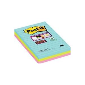Post-it® Super Sticky Notes Cosmic, 3 linjerede blokke, 101 mm x 152 mm