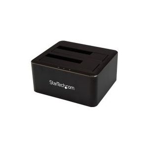 StarTech.com Zweifach SATA Festplatten Dockingstation für 2x 2,5/3,5 SATA SSDs/HDDs - USB 3.0, HDD, SSD, SATA, Serial ATA II, Serial ATA III, 2.5,3.5 Zoll, 10 TB, USB 3.2 Gen 1 (3.1 Gen 1) Type-B, 6 Gbit/s