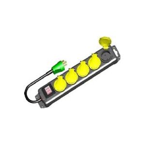 Steckdose 5 rund mit Erde mit 1,4 m Kabel13A 250V IP44, schwarz/gelb