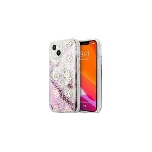 Guess GUHCP13SLGPEPI iPhone 13 mini 5.4 rosa/rosa Hartschalenetui Peony Liquid Glitter