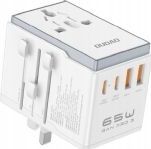 Adapter poroszny Dudao A65Pro 65W EU / US / JP / AUS / UK 2x USB-C 2x USB-A - biały