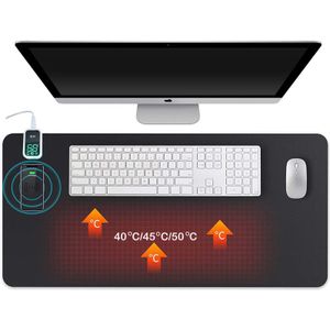 Verwarmde bureau onderlegger met draadloos oplaad functie en led