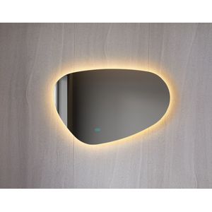 Spiegel asymmetrisch organische led verlichting en anti-condens 100 cm breed en 65 cm hoog
