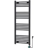Handdoekradiator Elektrisch met Digitale Thermostaat - Radiator Badkamer - 1200 × 500 mm - Mat zwart - 500 Watt