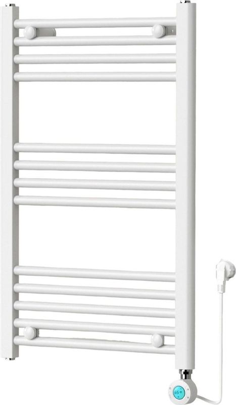 Handdoekradiator Elektrisch met Digitale Thermostaat - Radiator Badkamer - 800 × 500 mm - Mat wit - 300 Watt