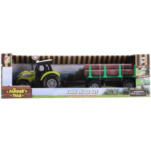 Overige merken tractor + aanhanger met boomstammen + licht en geluid