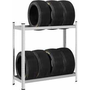 vidaXL - Bandenrek - 2-laags - 110x40x109 - cm - staal - zilverkleurig