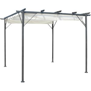 VidaXL Pergola met uitschuifbaar dak 3x3 m staal crémewit