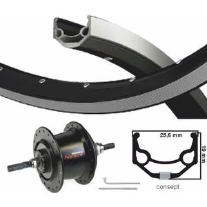 Kgs achterwiel 28 inch 622 zw/zilv nexus 7 rollerbrake / velgrem