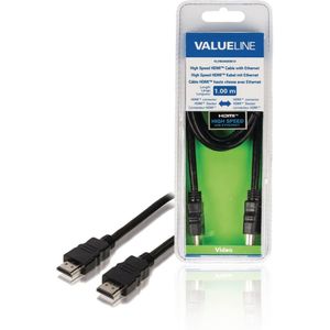 Valueline vlvb34000b10 high speed hdmi kabel met ethernet hdmi-connector - hdmi-connector 1.00 m zwart