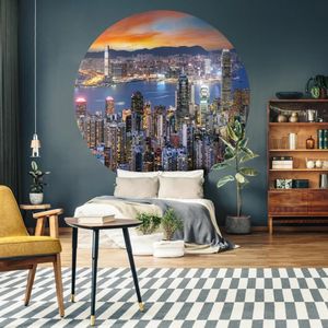 WallArt-Behangcirkel-Skyline-by-Night-190-cm