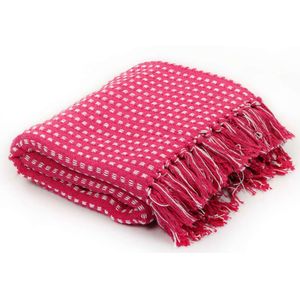 VidaXL Plaid vierkantjes 160x210 cm katoen roze