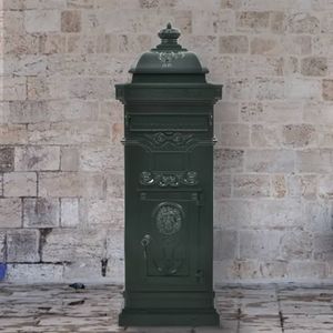 vidaXL - Pilaar - brievenbus - vintage - stijl - roestbestendig - aluminium - groen