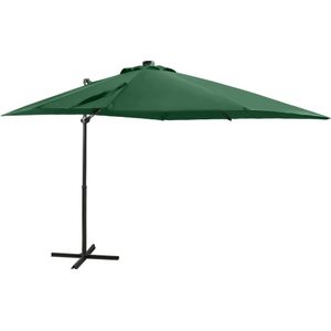 Vidaxl zweefparasol met paal en led-verlichting 250 cm groen