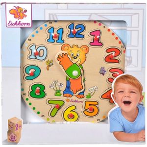 Houten Leerklok (puzzel met uren en minuten)