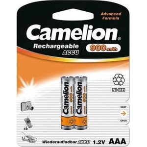 Camelion Oplaadbare AAA batterijen, NimH 900maH. 2 stuks (hangverpakking)