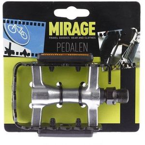 Mirage Atb pedalen alu/zilver+reflector blister 1500969