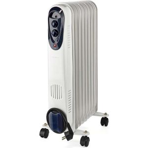 Nedis htoi30wt9 mobiele olieradiator 800 / 1200 / 2000 w 9 vinnen instelbare thermostaat 3 warmte standen omvalpreventie wit