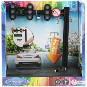 Toi-toys verkeerslicht boven de weg met licht en geluid