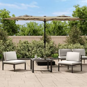 VidaXL Parasol dubbel dak met LED's 316x240 cm taupe