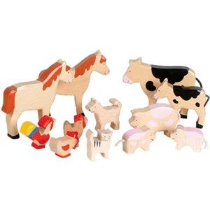 Goki houten boerderijdierenset, 12dlg.