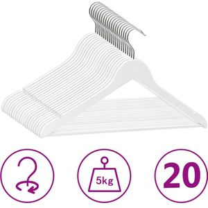 vidaXL-20-delige-Kledinghangerset-anti-slip-hardhout-wit