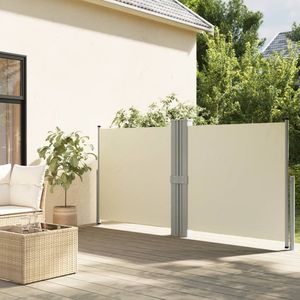vidaXL - Windscherm - uittrekbaar - 140x1200 - cm - crèmekleurig