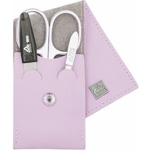 Erbe solingen 3-delige manicure etui met drukknoop sluiting licht paars (erbe9673)