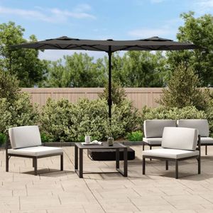 VidaXL Parasol dubbel dak met LED's 316x240 cm antracietkleurig