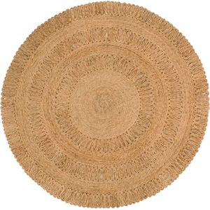 VidaXL Tapijt rond 150 cm gevlochten jute