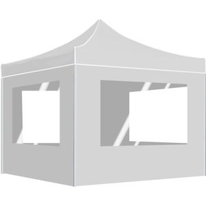 VidaXL Partytent inklapbaar met wanden 3x3 m aluminium wit