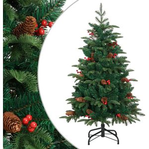 Vidaxl kunstkerstboom met scharnieren dennenappels en bessen 150 cm