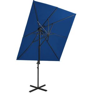 VidaXL Zweefparasol Dubbel Dak 250x250 cm - Azuurblauw