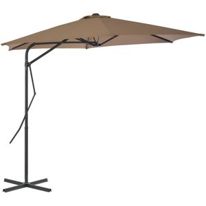 VidaXL Parasol met stalen paal 300 cm taupe