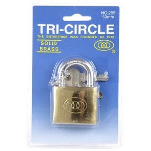 Tricircle Tri-Circle hangslot 50mm Messing, 3 sleutels, 50mm beugel, goudkleurig