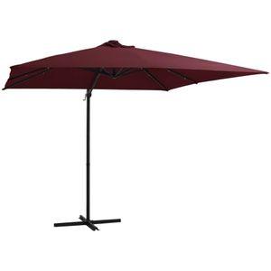 VidaXL Zweefparasol LED-verlichting 250x250 cm Bordeauxrood