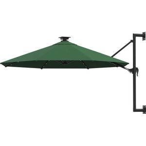 VidaXL Wandparasol met LED's - Metalen Paal 300 cm Groen