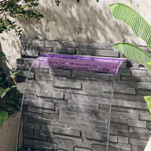 VidaXL Watervaloverlaat met rgb led's 90 cm roestvrij staal