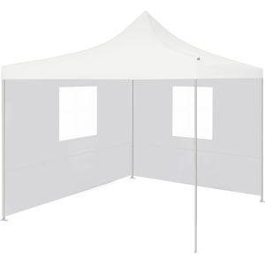 VidaXL Inklapbare Partytent 3x3m Staal Wit + 2 Zijwanden