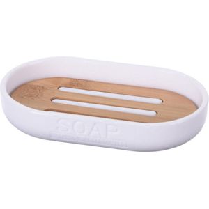 Diversen doabuy zeepbak 12.3x7.8x2.5cm ps bamboe wit