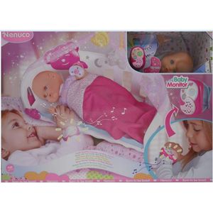 Nenuco - Poppenset - met Baby monitor en Bedje - Roze