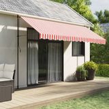 vidaXL - Vervangingsdoek - voor - luifel - gestreept - 4x3,5 - m - rood - en - wit