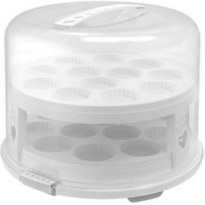 Rotho fresh taartdoos xl + cupcake-houders 35.5x34.5x26 cm wit/transparant