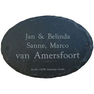 Naambord leisteen ovaal groot 30 x 20 cm