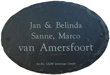 Naambord leisteen ovaal groot 30 x 20 cm