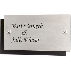 Naambord design RVS met zwarte onderplaat