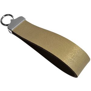 20mm brede leren sleutelhanger label beige