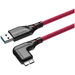 Mathorn Tethering kabel USB-A naar Micro USB-B Right angle Magenta 5m